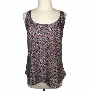 Eyeshadow Sleeveless Tank Top Blouse Womens Large Tan Pink Back Zipper